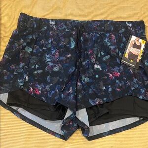 Avia Women's Athletic Shorts - Black with Blue and Pink Accents